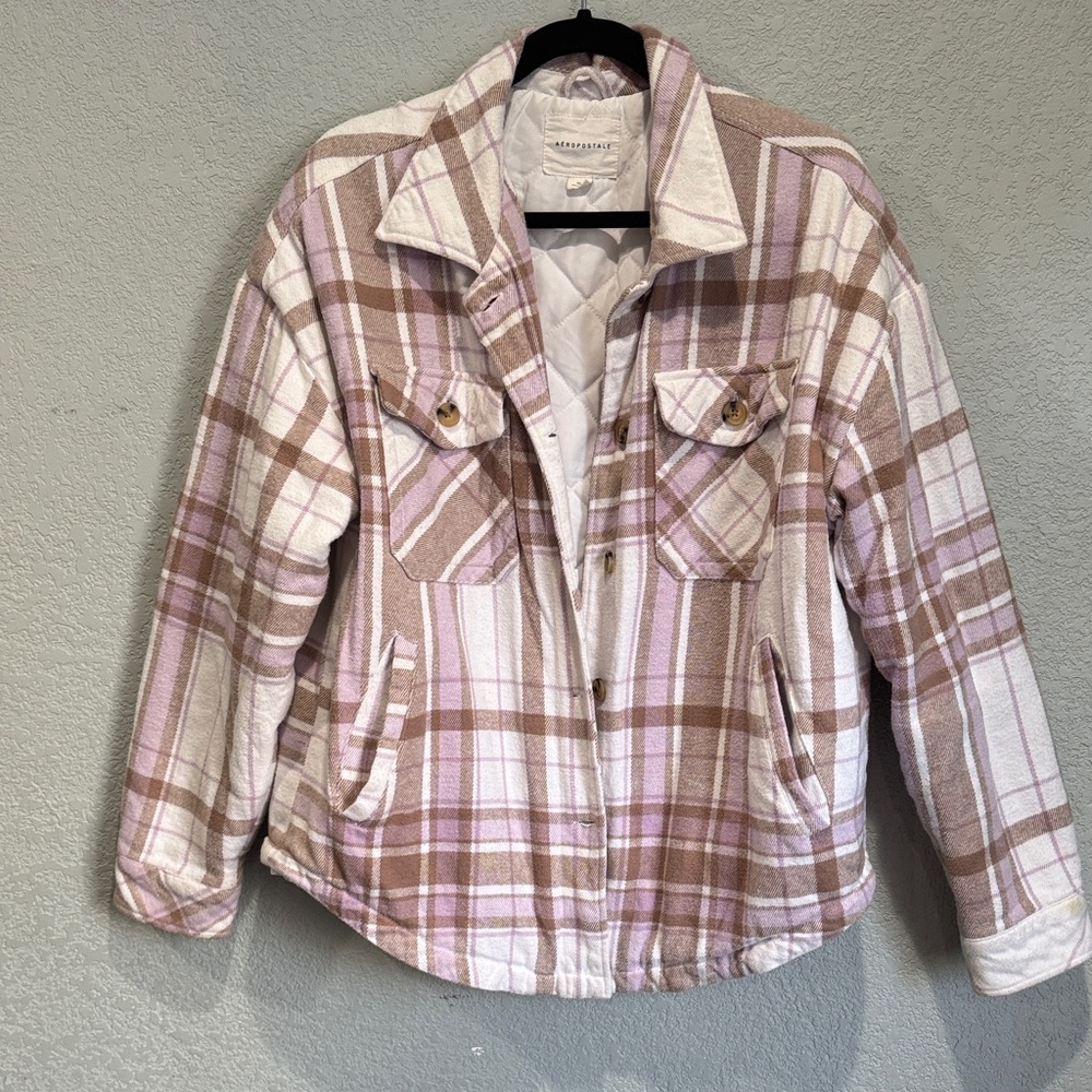 AEROPOSTALE Chunky Cute Plaid Button Down Shacket